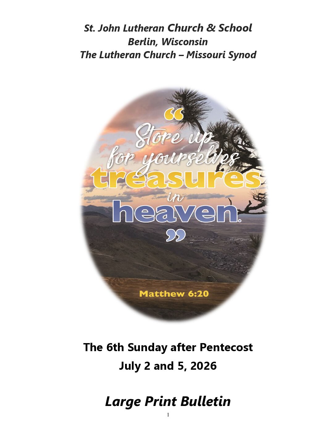 Pentecost 6 July 2 and 5 DS1 LP