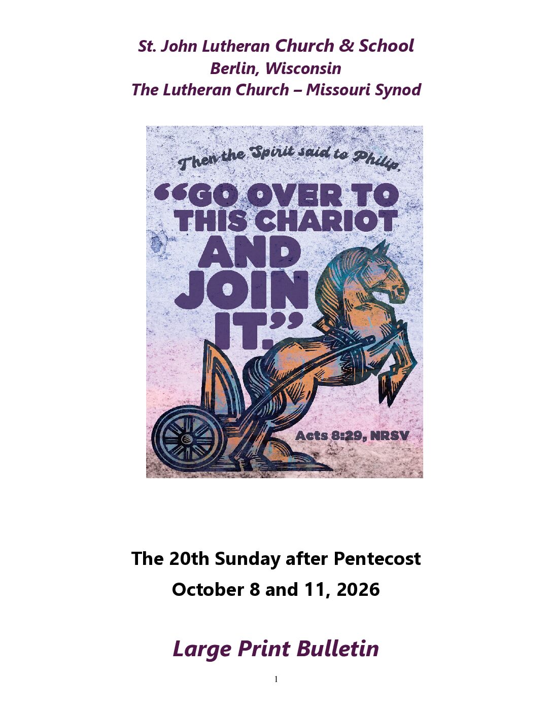 Pentecost 20 October 8 and 11 DS4 LP